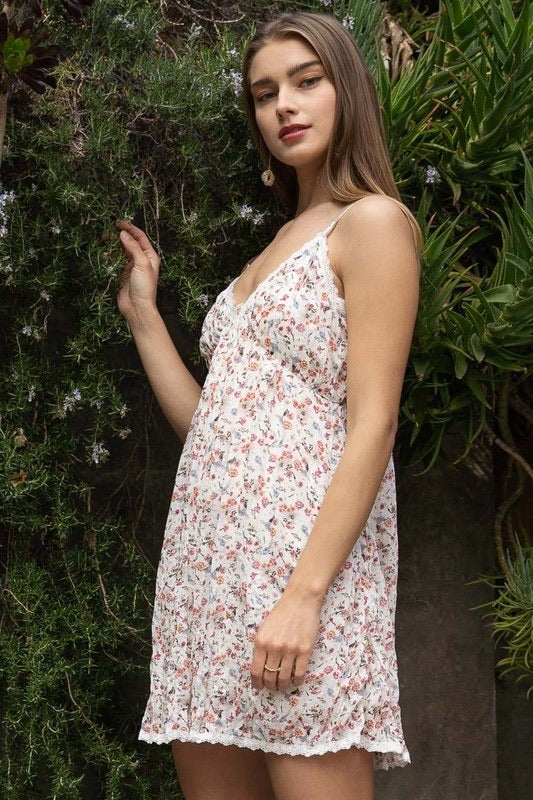 Now or Never Floral Mini Slip Dress (2 Colors)