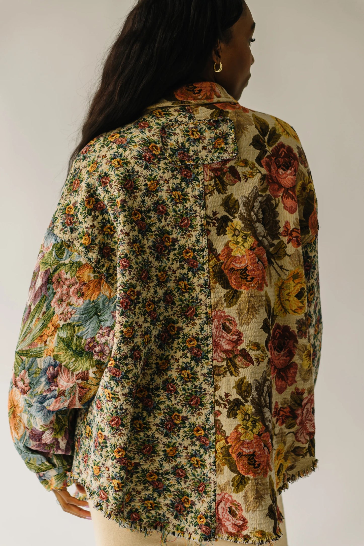 My Vintage Romance Mixed Floral Jacquard Button Down