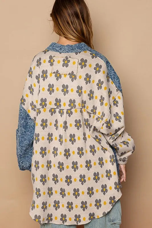 Daisy Does Denim Patchwork Oversized Button Down Shirt