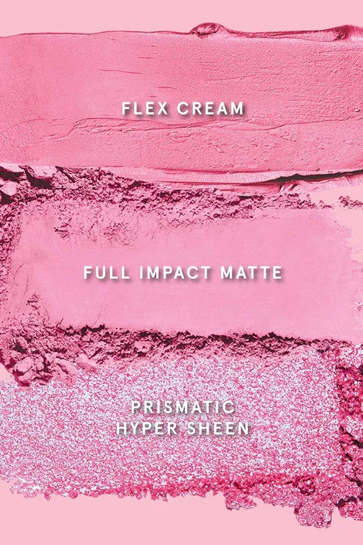 One/Size by Patrick Starrr Cheek Clapper Blush Trio palette in Attention Seeker. Swatches of Thirsty, Bubblegum and Pink are shown