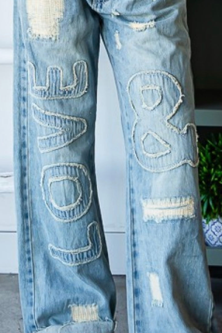 Love & Patches Washed Denim Wide Leg Jeans