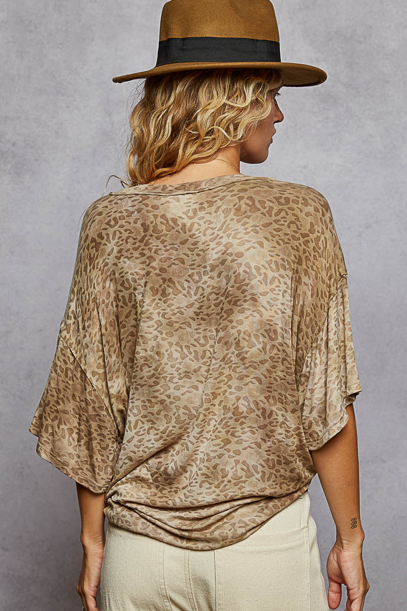 Lucky Leo Oversized V Neck Tee