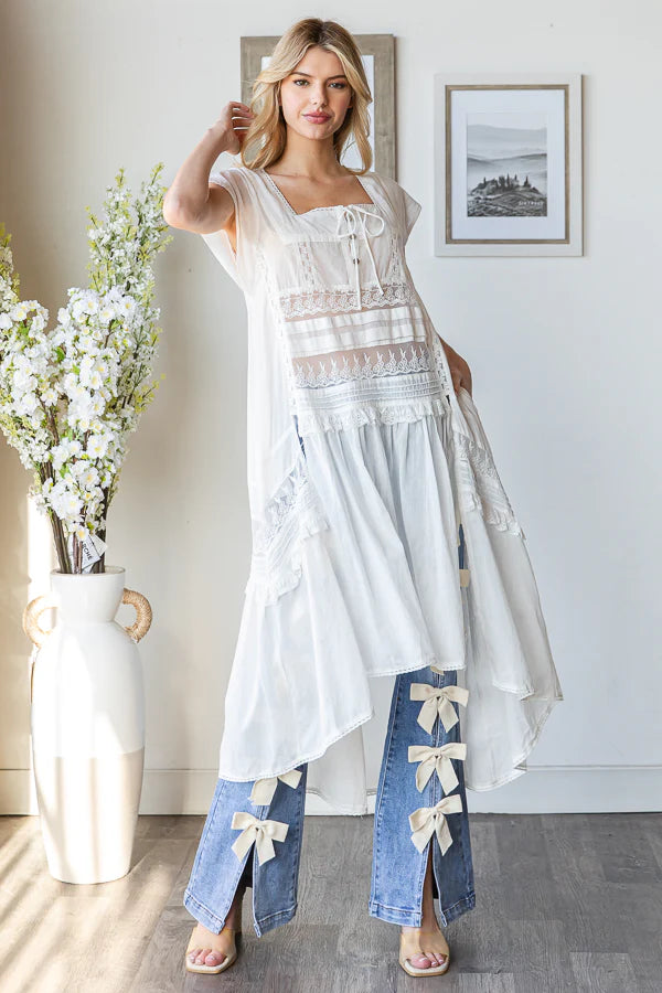 Tied To You Sheer Lace Maxi Top