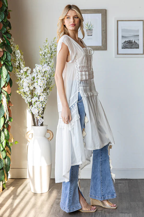 Tied To You Sheer Lace Maxi Top