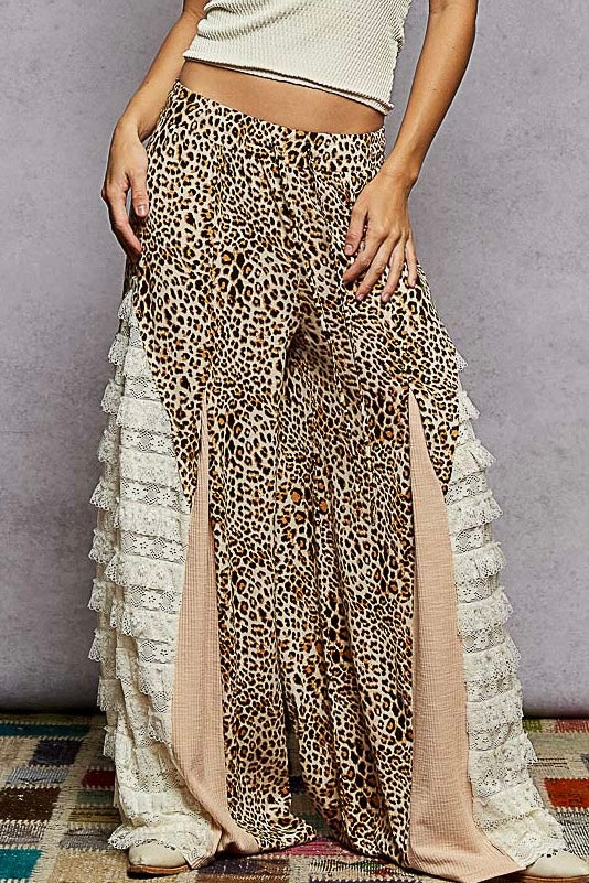 Iconic Leopard + Lace Patchwork Palazzo Pants