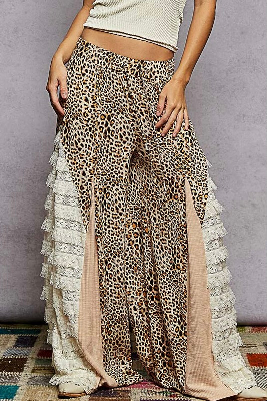 Iconic Leopard + Lace Patchwork Palazzo Pants