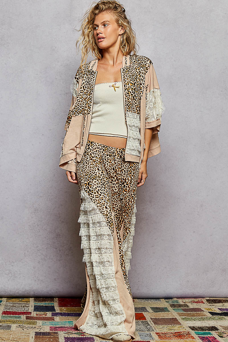 Iconic Leopard + Lace Patchwork Palazzo Pants