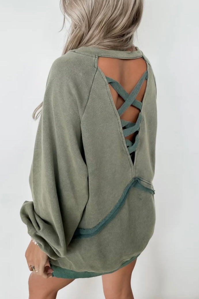 Back To Basics Criss Cross French Terry Pullover (7 Colors)