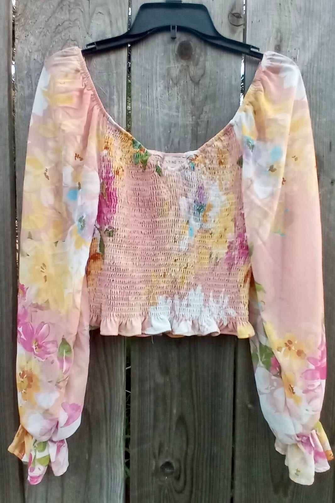 Bali Floral Smocked Bubble Sleeve Top