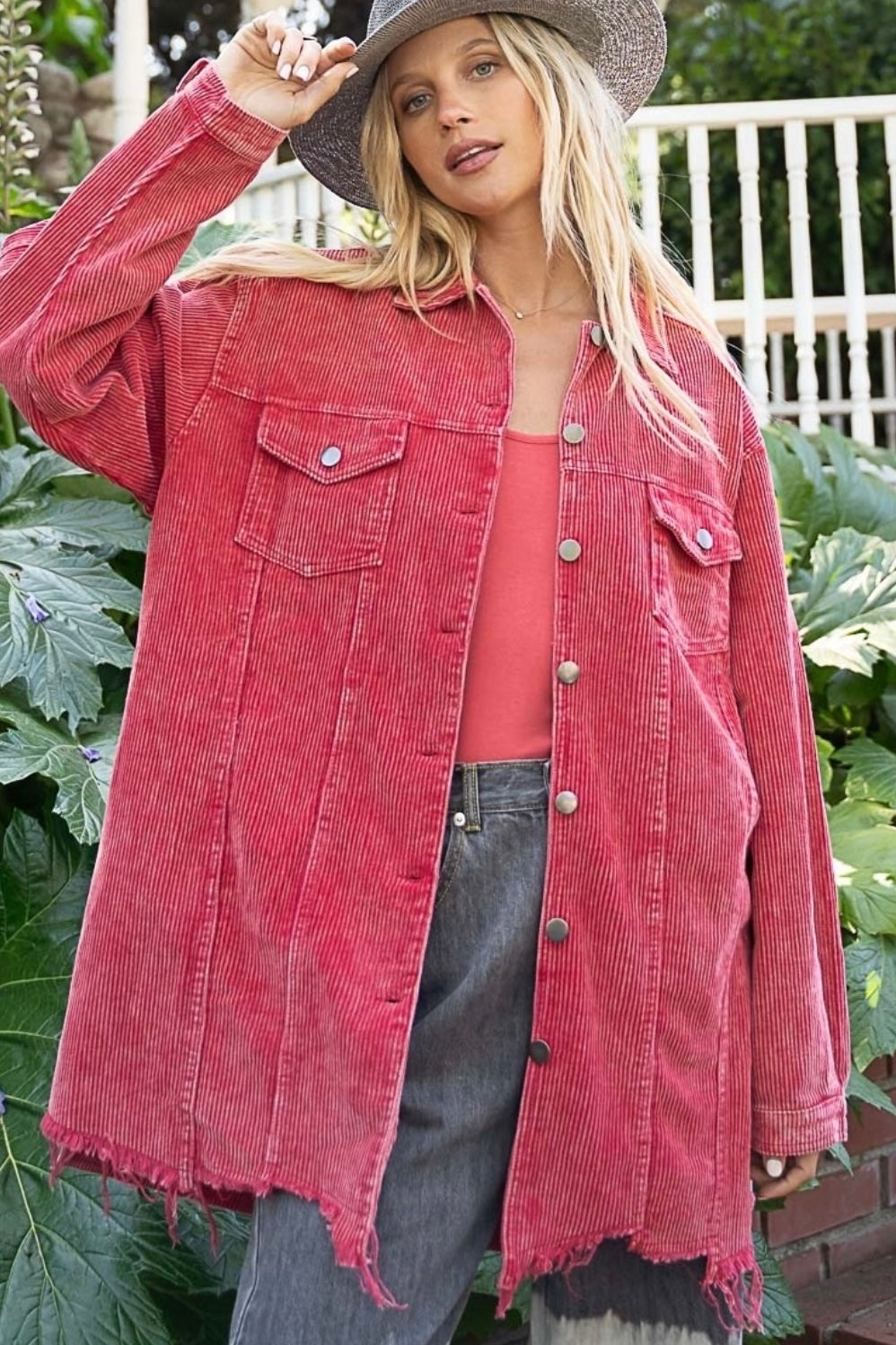 Sound The Alarm Button Front Boyfriend Corduroy Jacket