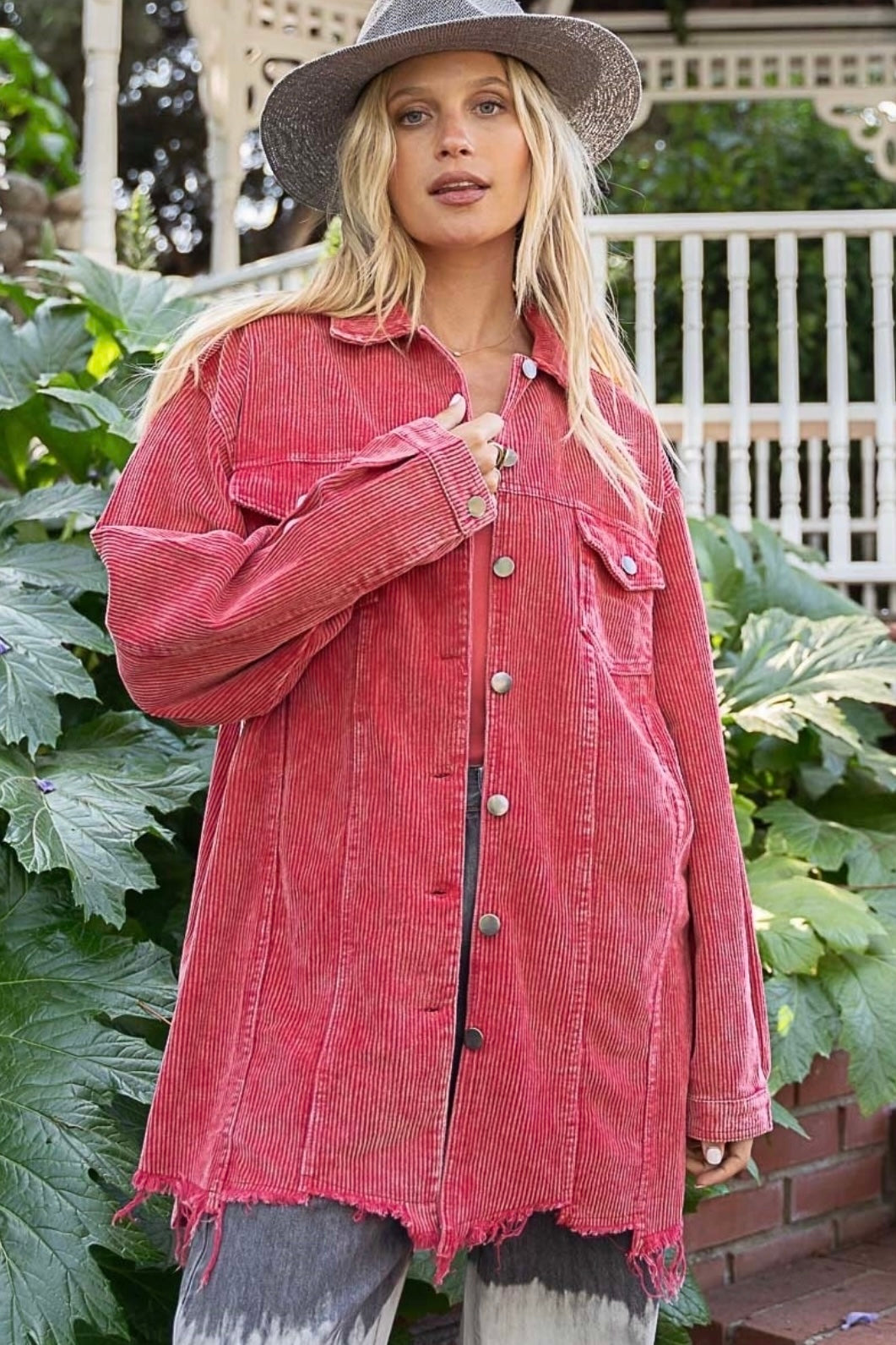 Sound The Alarm Button Front Boyfriend Corduroy Jacket