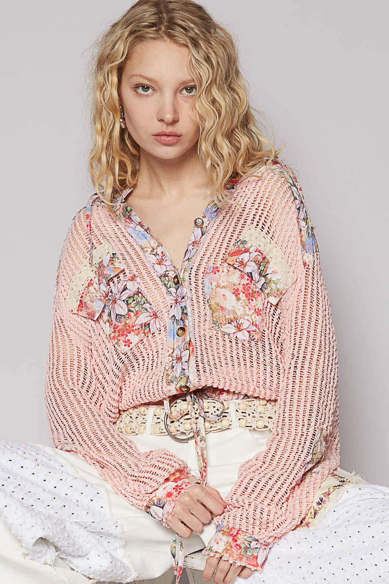 Oasis Floral Crochet Hoodie Jacket