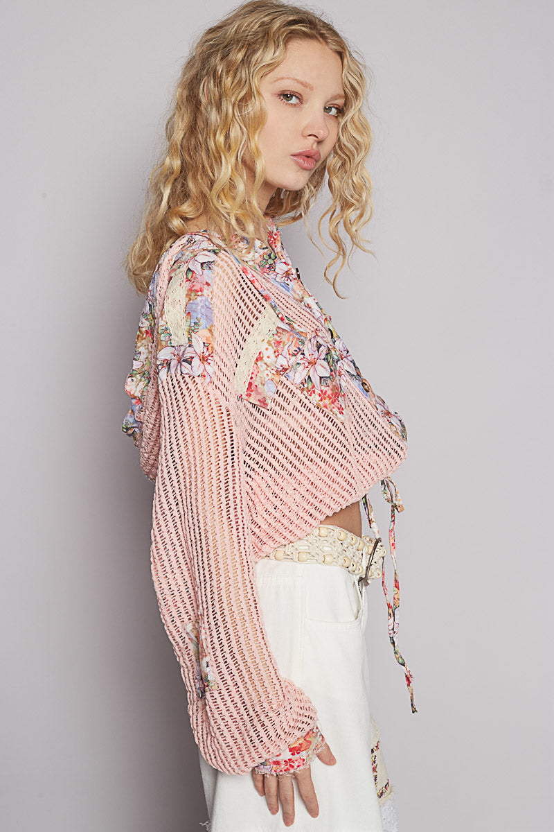 Oasis Floral Crochet Hoodie Jacket