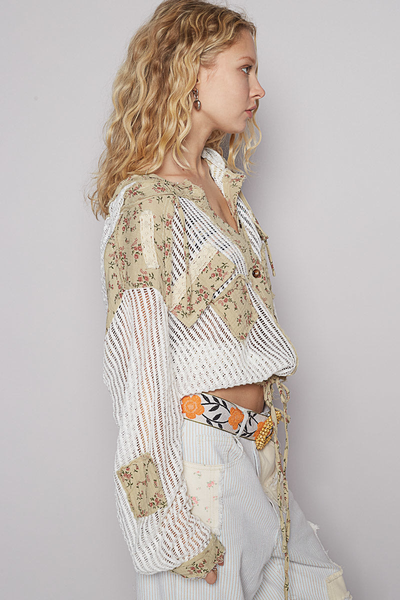 Oasis Floral Crochet Hoodie Jacket