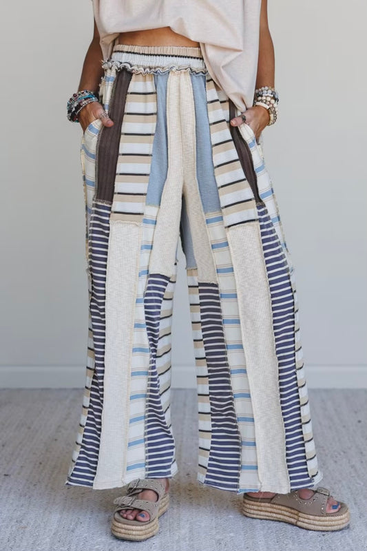 Chef’s Kiss Washed Multi Color Elastic Waist Cotton Pants