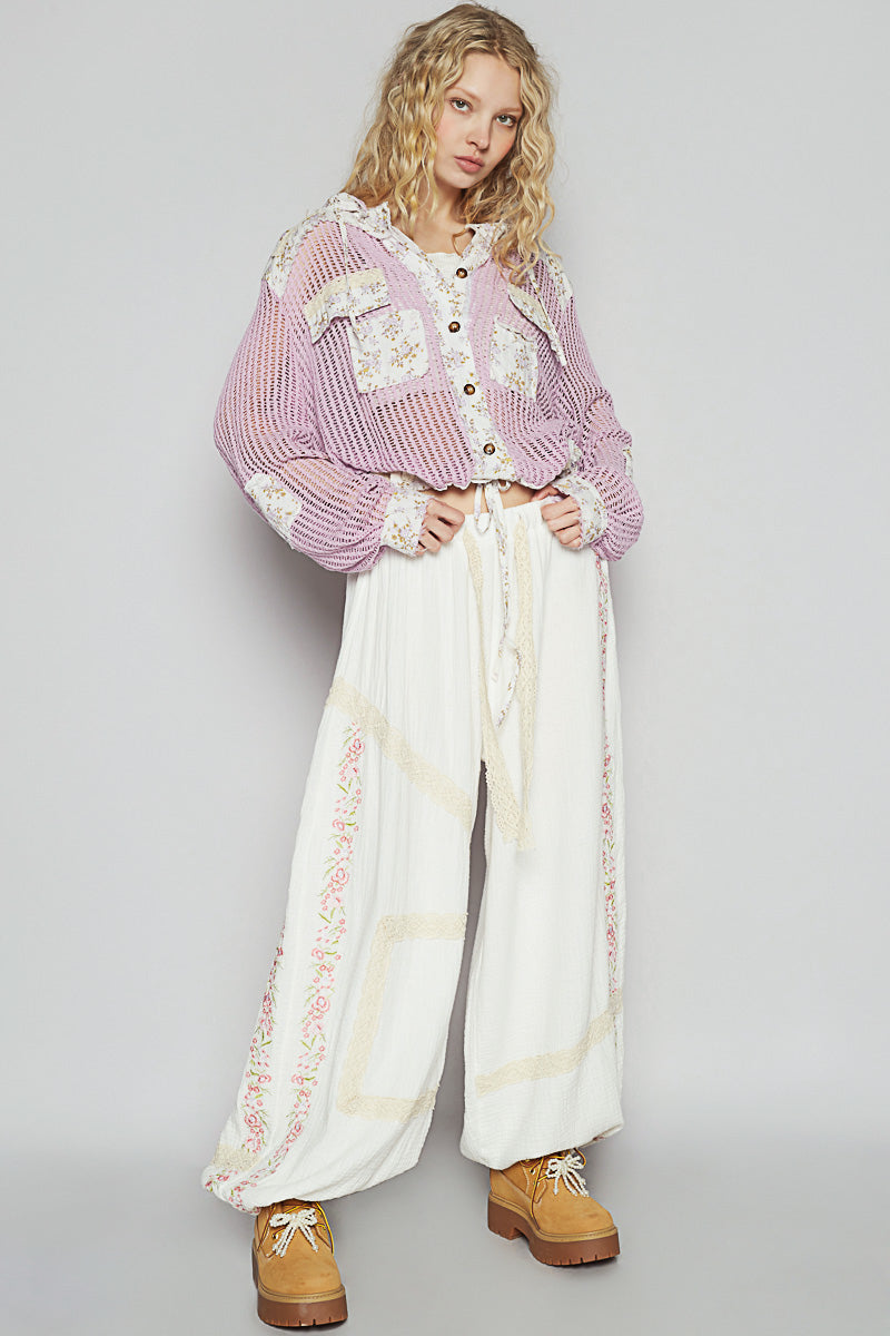 Oasis Floral Crochet Hoodie Jacket