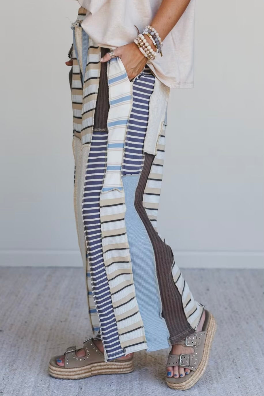 Chef’s Kiss Washed Multi Color Elastic Waist Cotton Pants