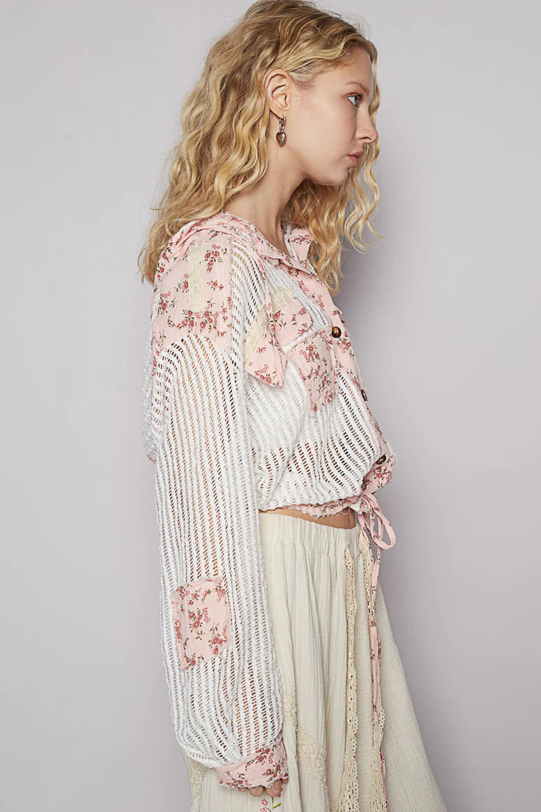 Oasis Floral Crochet Hoodie Jacket