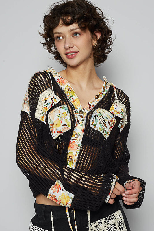 Oasis Floral Crochet Hoodie Jacket