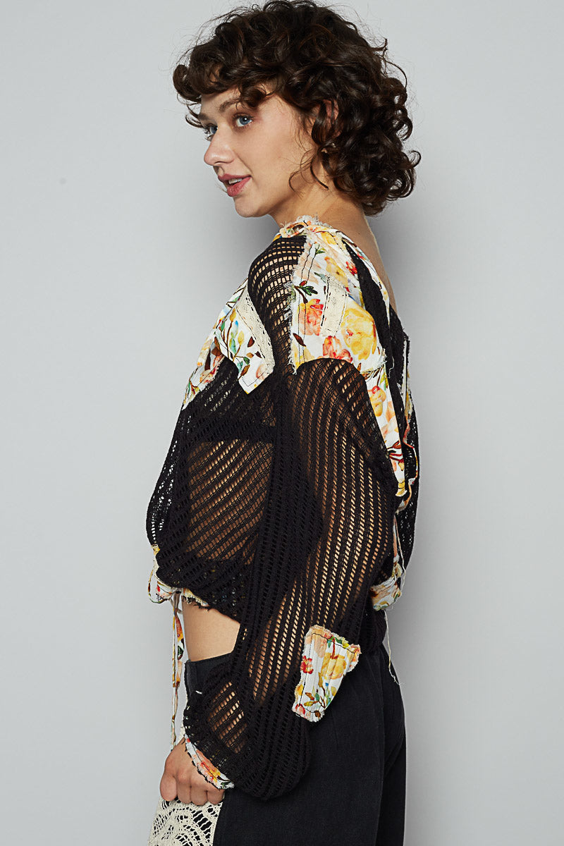 Oasis Floral Crochet Hoodie Jacket