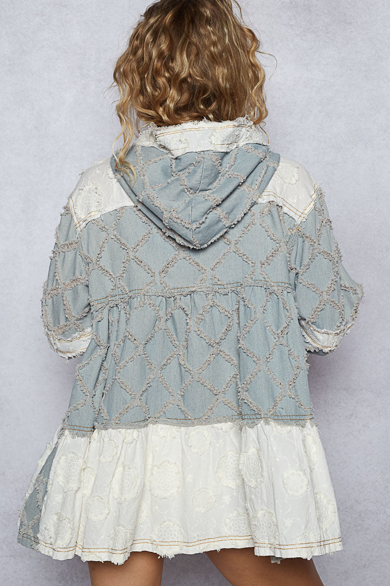 Blue Moon Zip Up Denim Hoodie