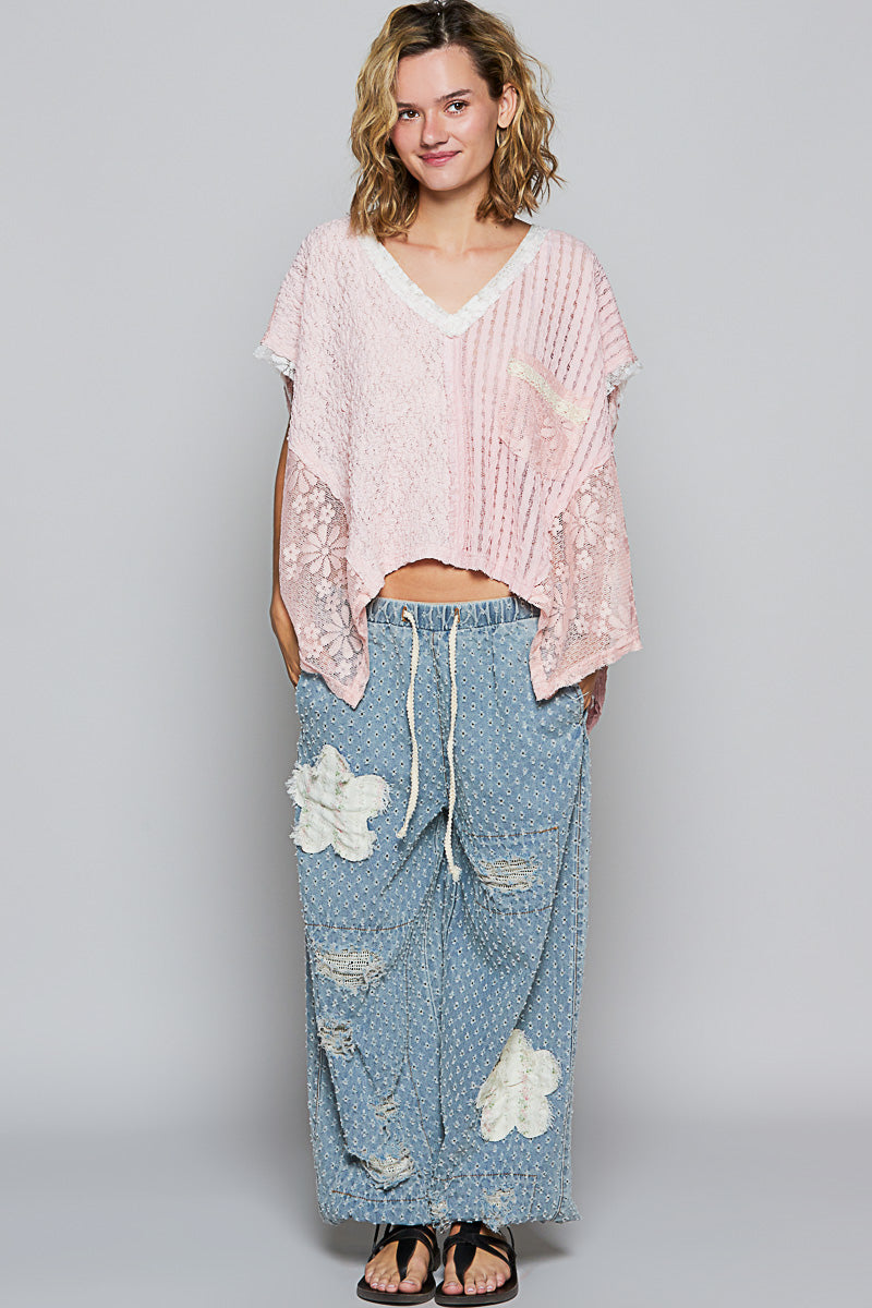 Angel Baby Floral Lace V Neck Top (2 Colors)