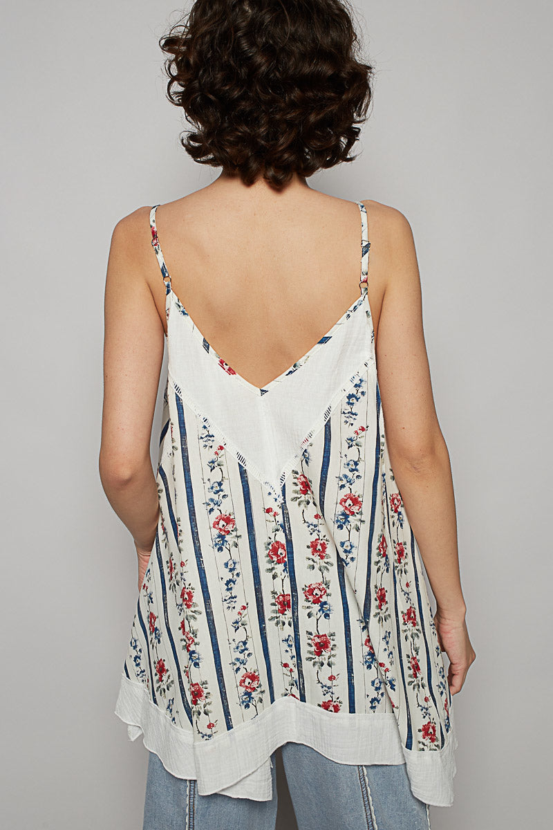 Ever After Floral Print V Neck Spaghetti Strap Top