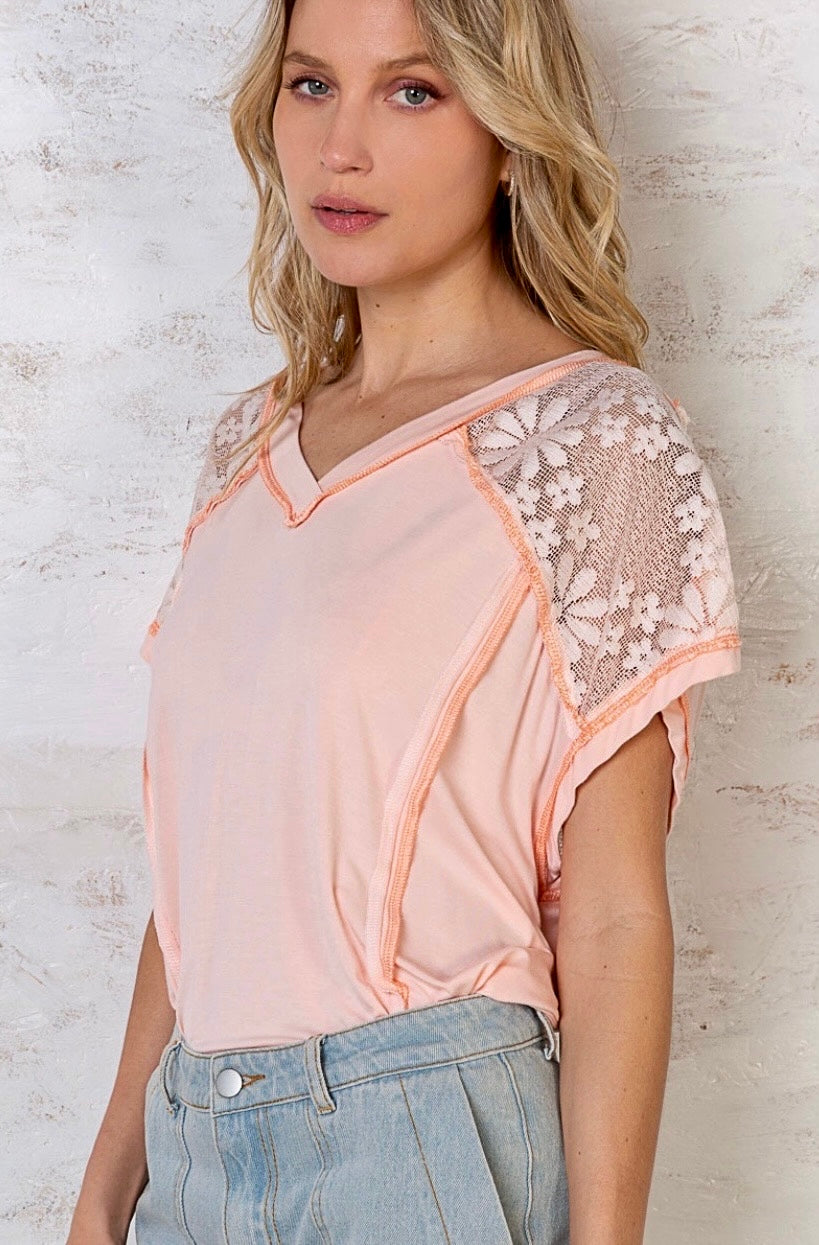 Pocket Full Of Sunshine Rayon Jersey + Floral Lace Top