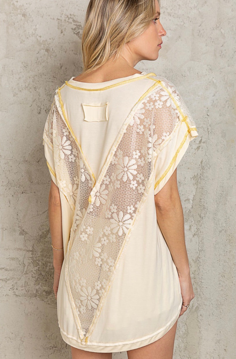 Pocket Full Of Sunshine Rayon Jersey + Floral Lace Top