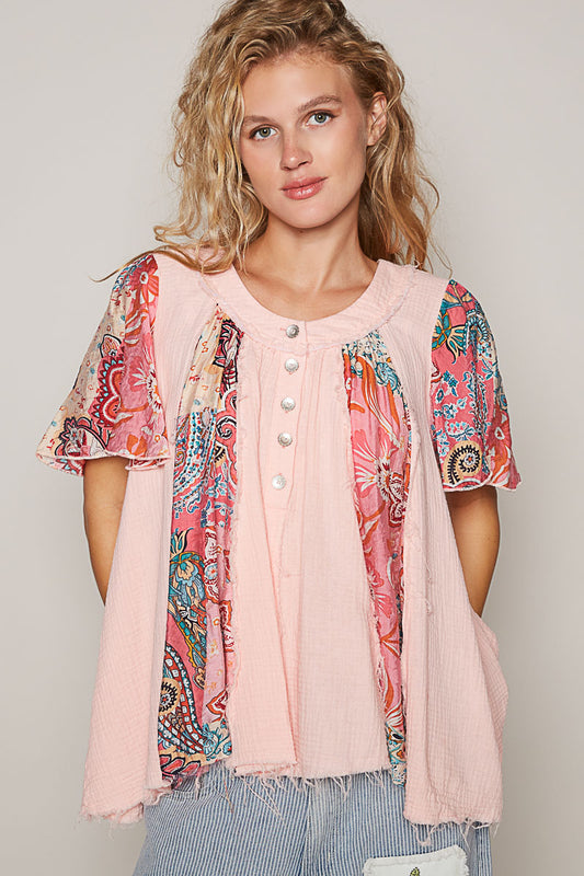 Hawaiian Punch Tropical Paisley Gauze Blouse