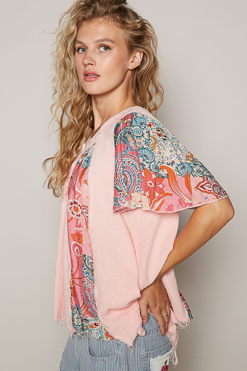 Hawaiian Punch Tropical Paisley Gauze Blouse