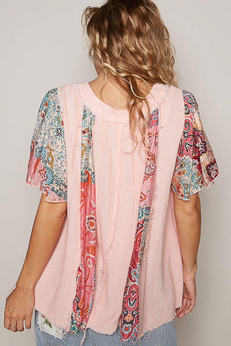 Hawaiian Punch Tropical Paisley Gauze Blouse