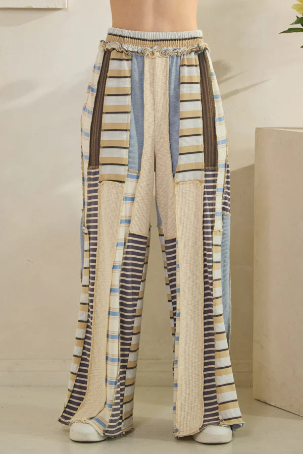 Chef’s Kiss Washed Multi Color Elastic Waist Cotton Pants (PREORDER)