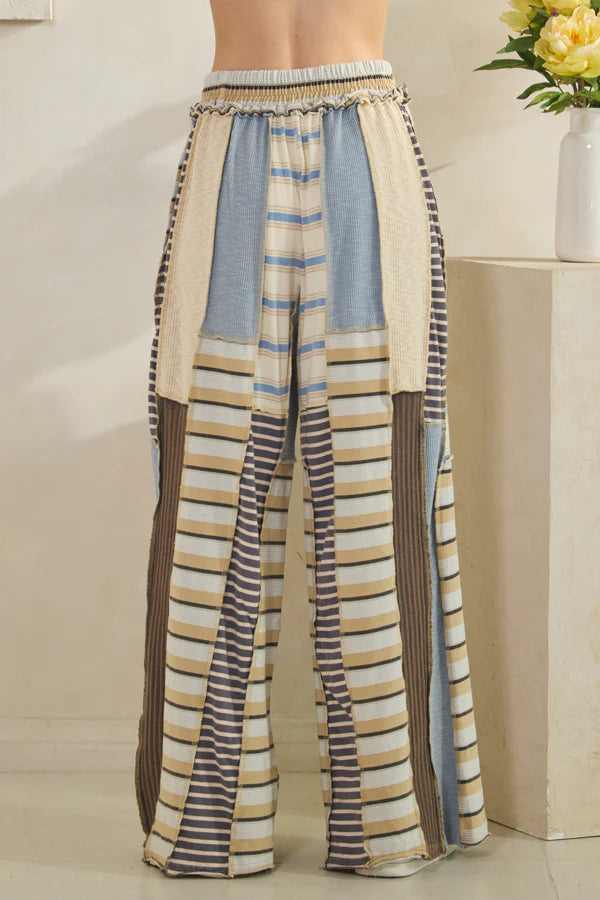 Chef’s Kiss Washed Multi Color Elastic Waist Cotton Pants (PREORDER)