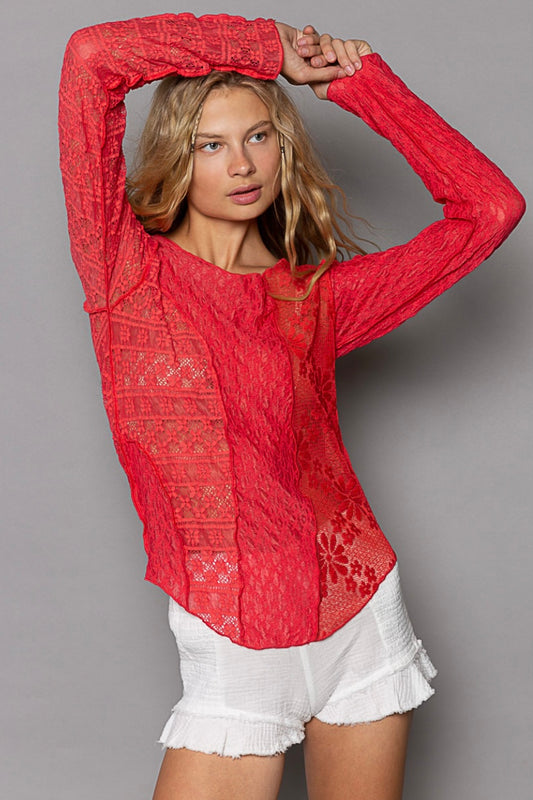 Cherry Bomb Long Sleeve Lace Top