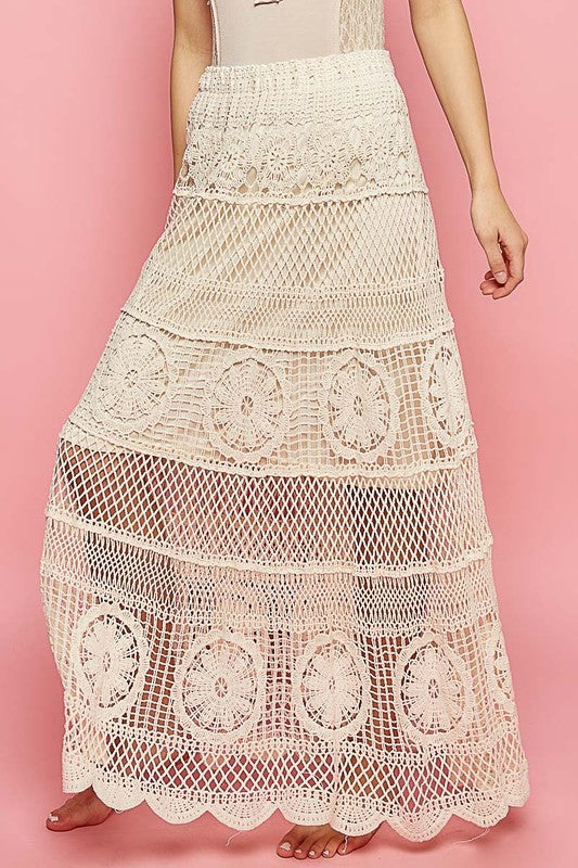 Bondi Beach Flowy Crochet Maxi Skirt