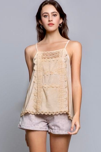 Love The Lace Sleeveless Rayon Jersey Cami Top (2 Colors)