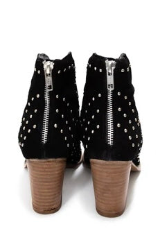 Twilight Studded Heeled Ankle Boot in Black