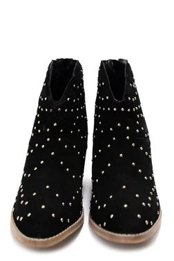 Twilight Studded Heeled Ankle Boot in Black