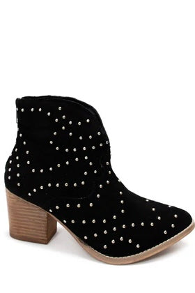 Twilight Studded Heeled Ankle Boot in Black