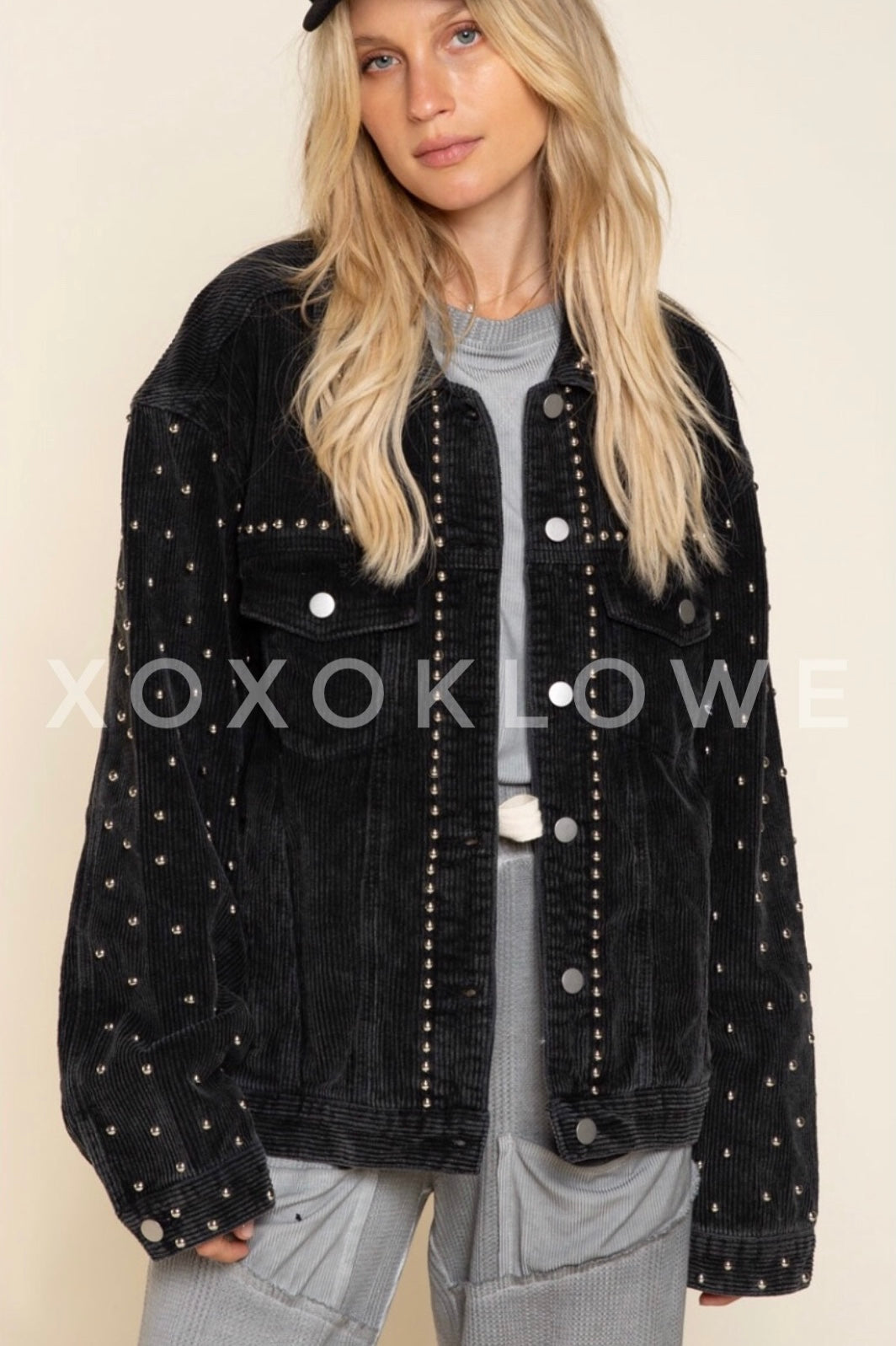 Better With Studs Relaxed Fit Trucker Style Coduroy Jacket (3 Colors)