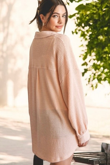 So My Everyday Soft Waffle Knit Oversized Button Down (3 Colors)