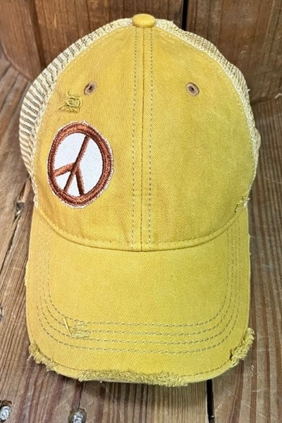 Peace Sign Patch Distressed Hat (2 Colors)