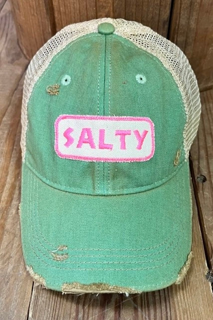 Salty Embroidered Patched Trucker Hat