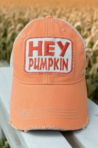 Hey Pumpkin Embroidered Patch Cap