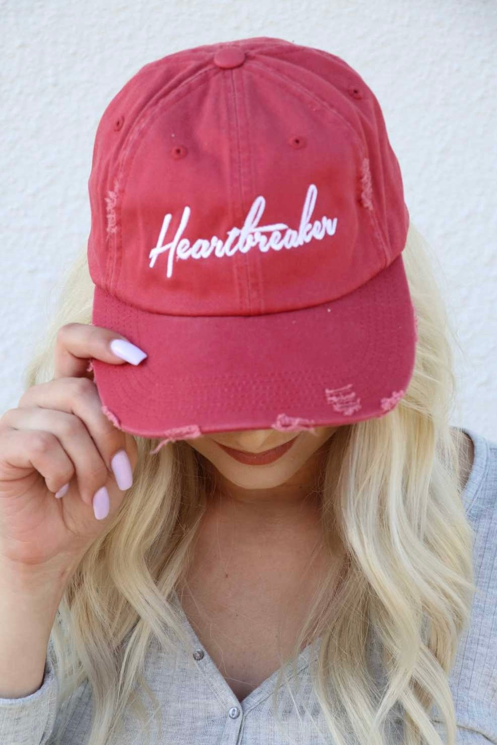 Heartbreaker Embroidered Distressed Hat (4 Colors)