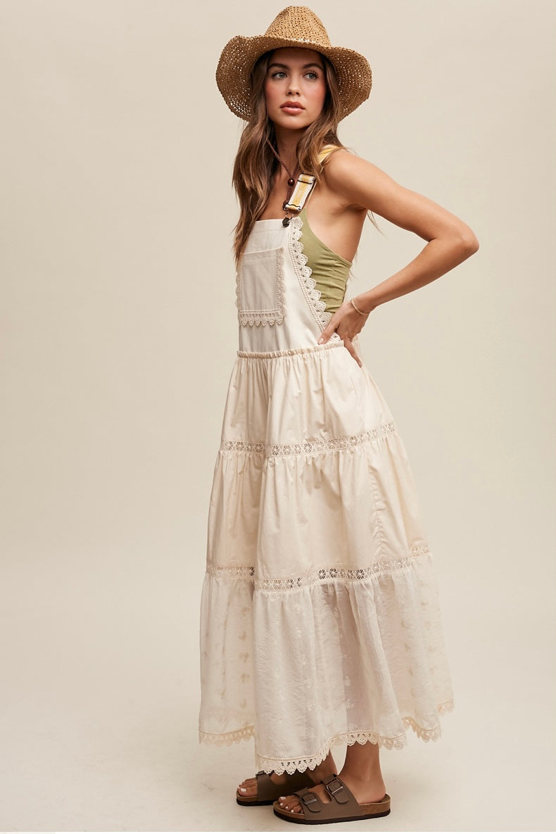 Trails End Lace + Embroidery Pieced Tiered Skirtall (2 Colors)