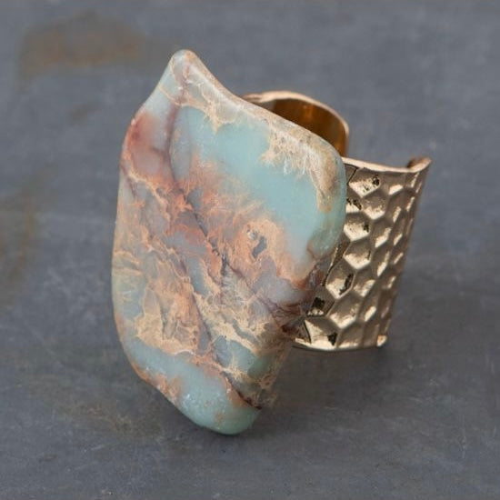 Aqua Terra Slab Cocktail Ring