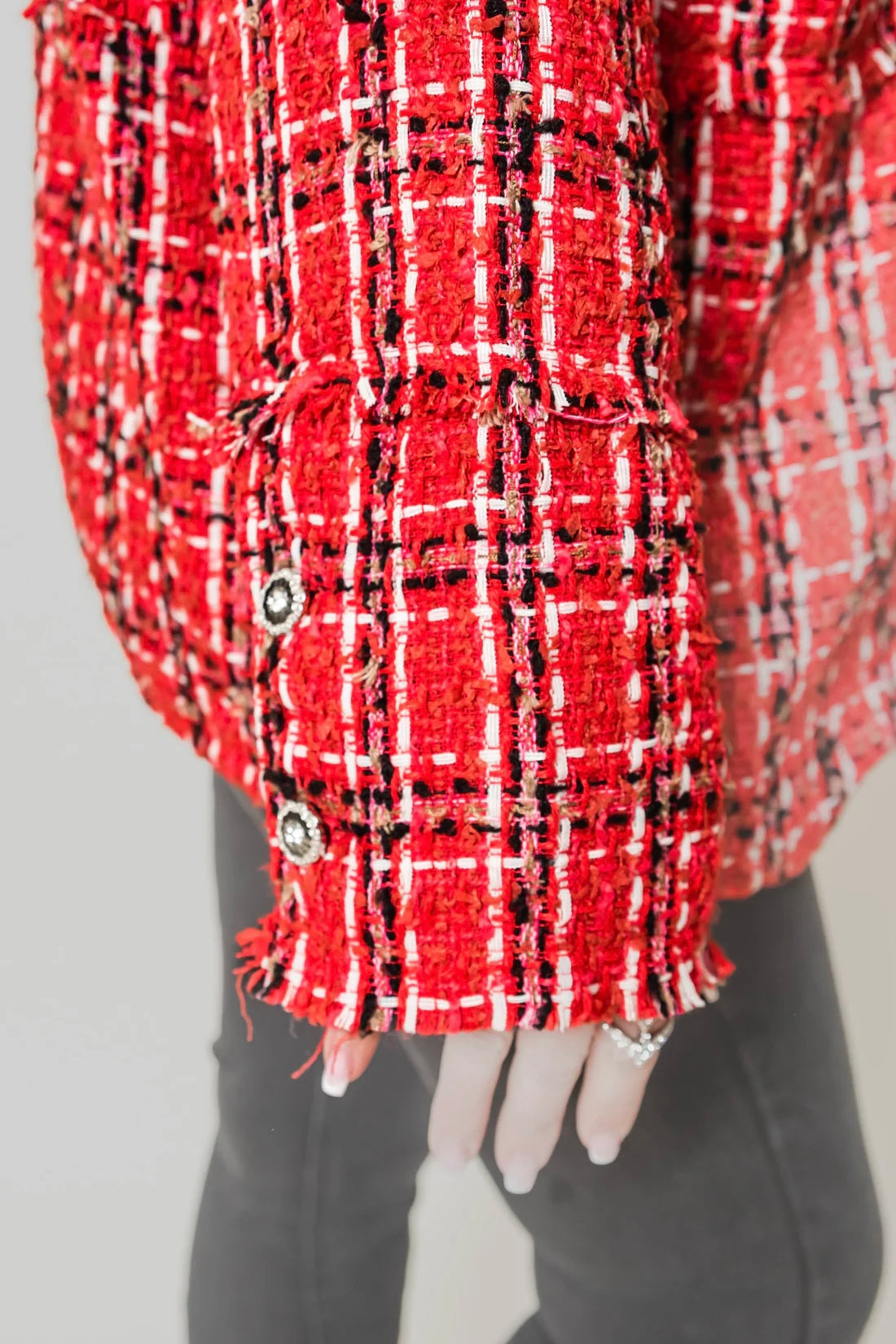 Hearts on Fire Red Tweed 2 Button Blazer