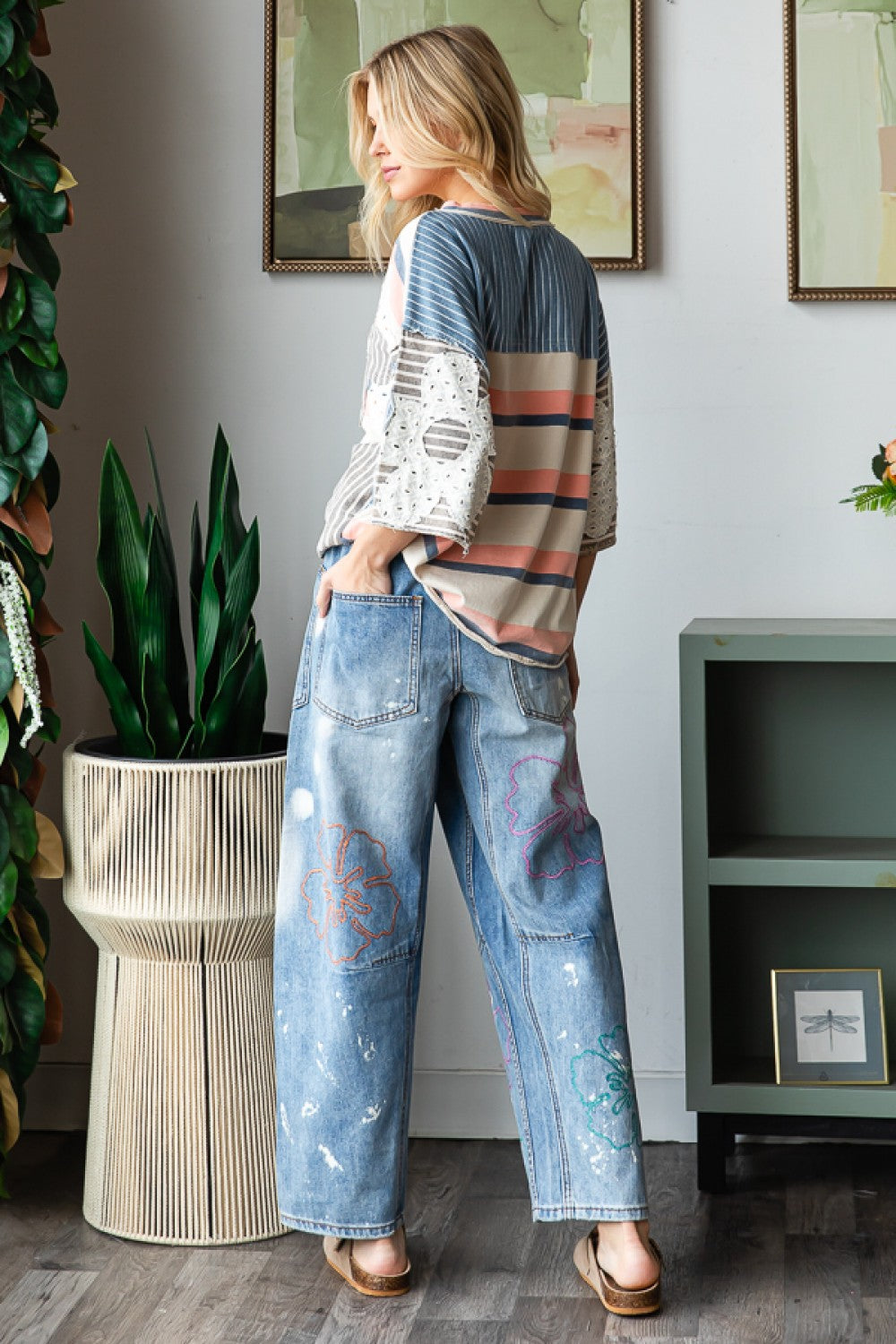 Oh So Fine Floral Embroidered Straight Leg Jeans